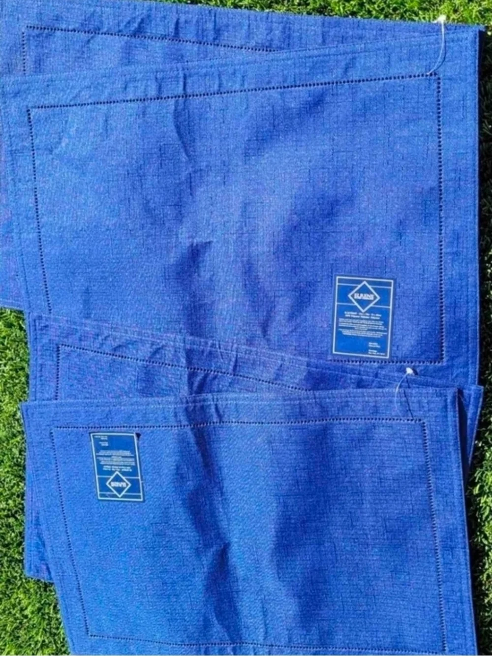 Blue Heavy-Duty Canvas Table Protectors Placemats - Set of 4